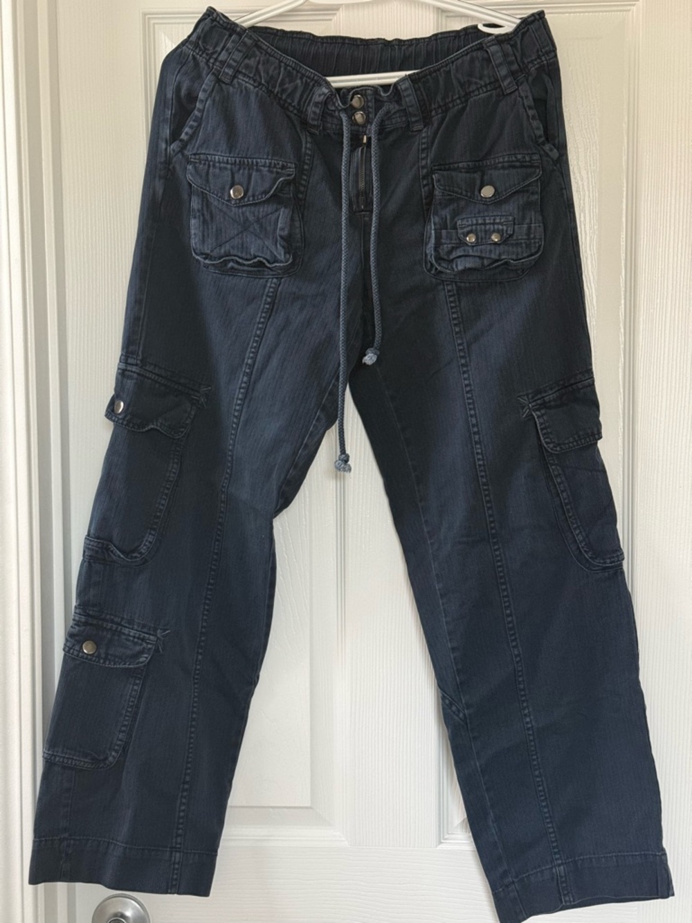 NWT Free People Women’s black Cargo Pants with Drawstring Waist $138